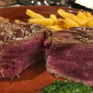 Fillet steak rare.